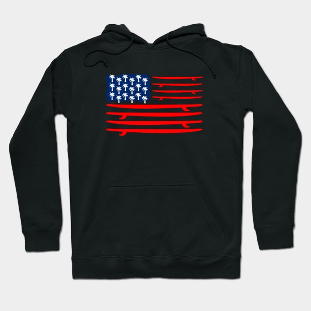 Surf American  Flag Hoodie by tonyspencer